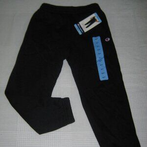 Champion Logo Youth Boys Fleece Joggers Pants Solid Black Athletic Fit Size 6/7